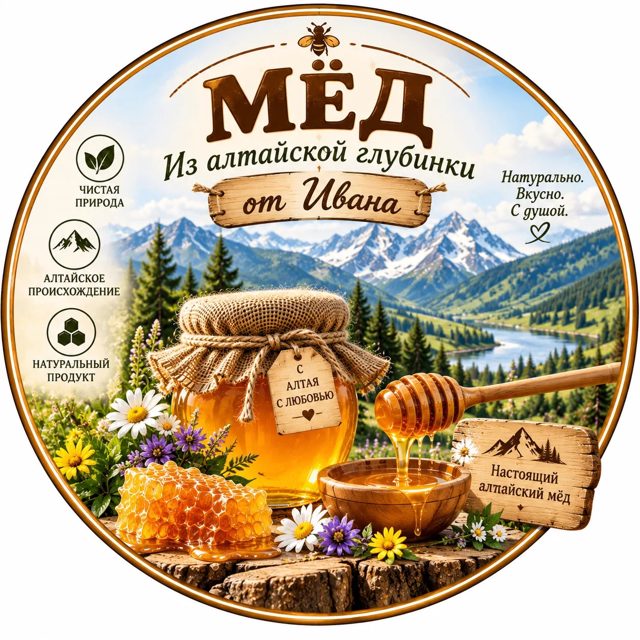 Логотип мастерской «Мёд "Из алтайской глубинки от Ивана"»