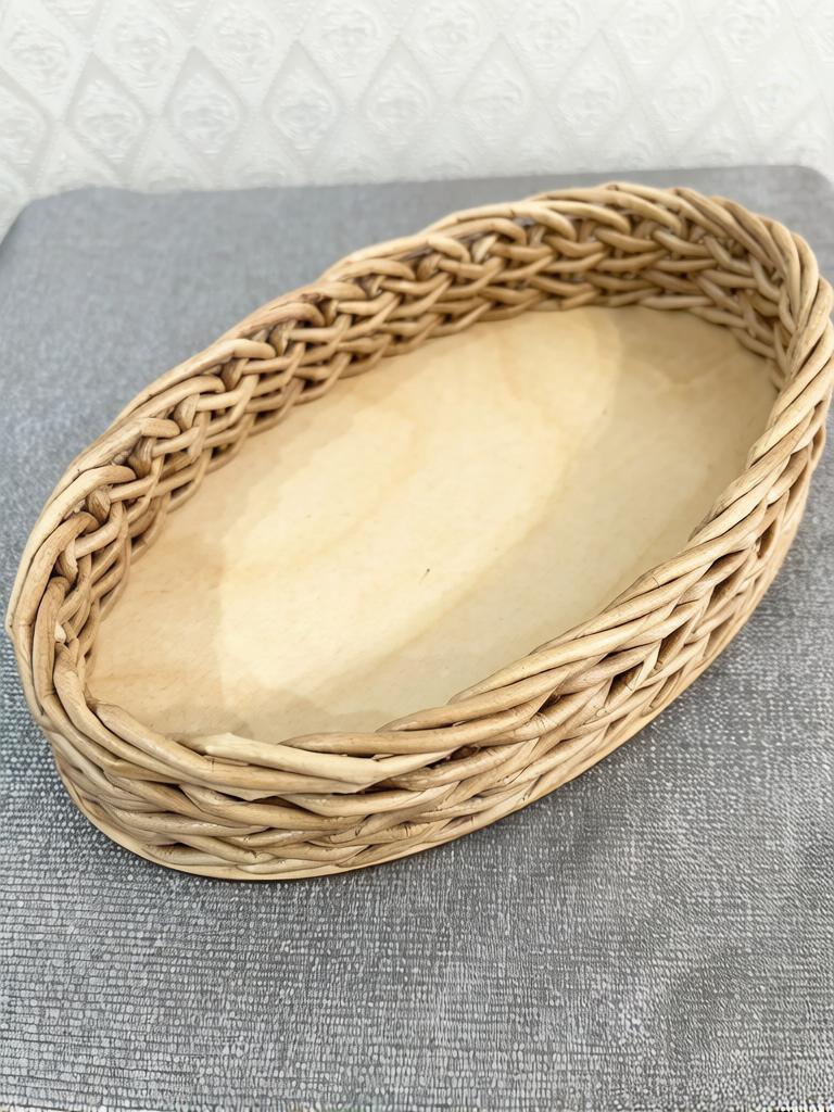 Сухарница из влагостойкой бумажной лозы, 25×15×5 см, ручная работа, светло‑бежевый цвет. — фото 3