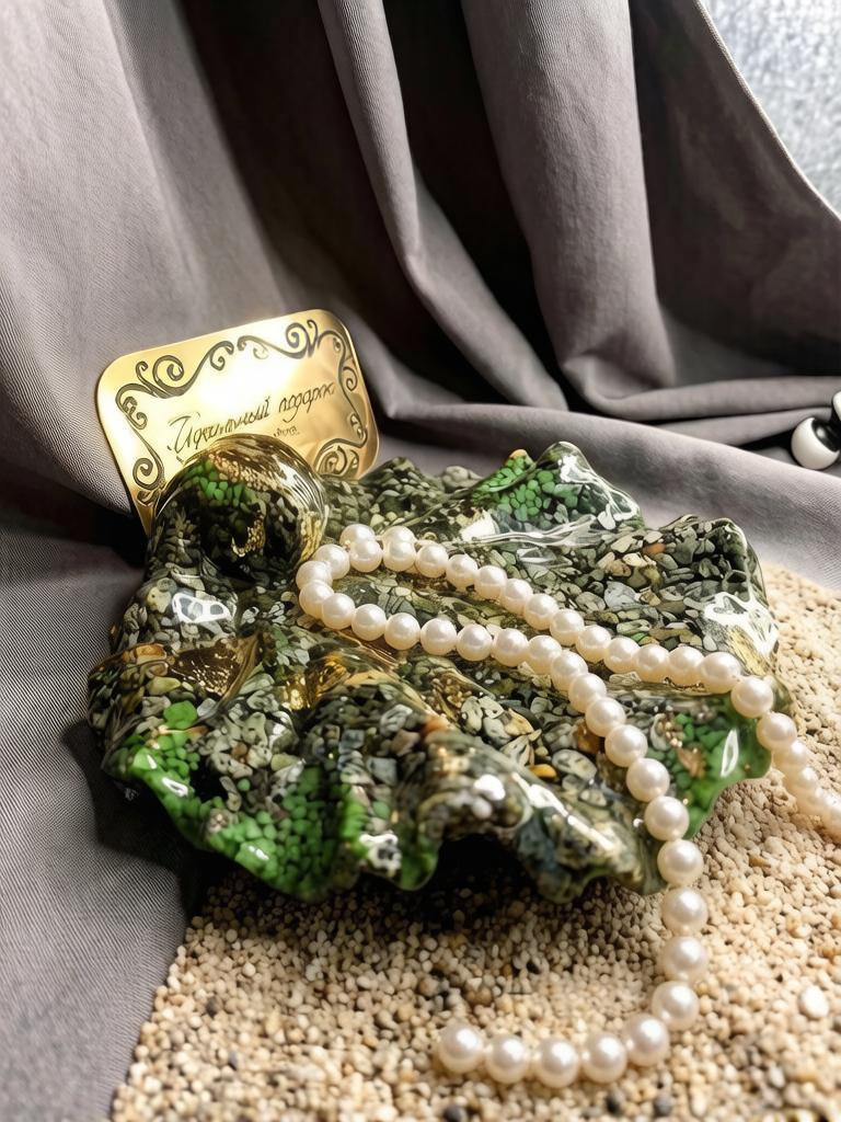 Большая подставка в форме ракушки (20×20×5 см) — это не просто функциональный аксессуар, а настоящий арт-объект