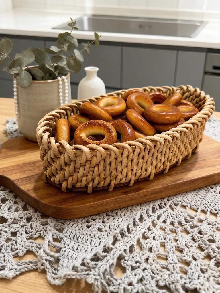 Конфетница из влагостойкой бумажной лозы, светло‑бежевый цвет, 20×10×5 см, ручное корневое плетение
